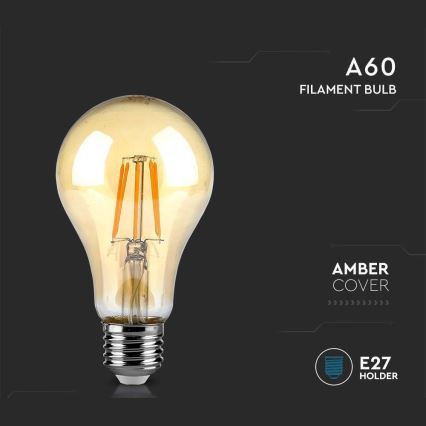 LED Žárovka FILAMENT AMBER A67 E27/10W/230V 2200K