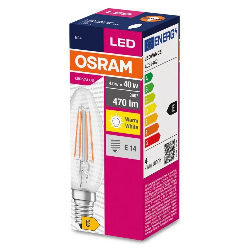LED Žárovka FILAMENT B40 E14/4W/230V 2700K - Osram