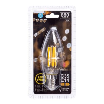 LED Žárovka FILAMENT C35 E14/8W/230V 2700K - Aigostar