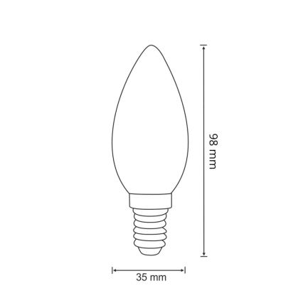 LED Žárovka FILAMENT C37 E14/2W/230V 3000K