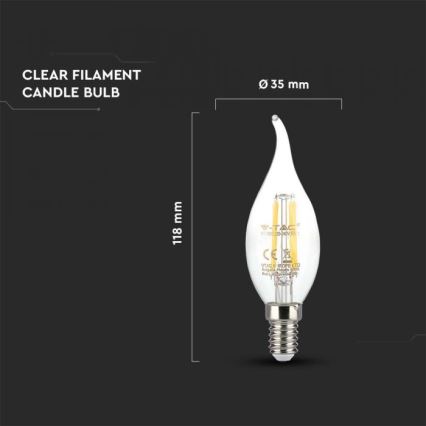 LED Žárovka FILAMENT E14/4W/230V 3000K