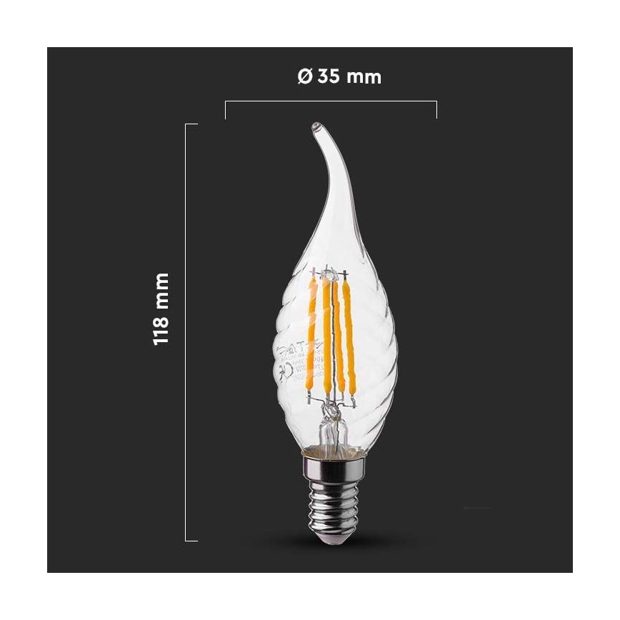 LED Žárovka FILAMENT E14/4W/230V 6500K