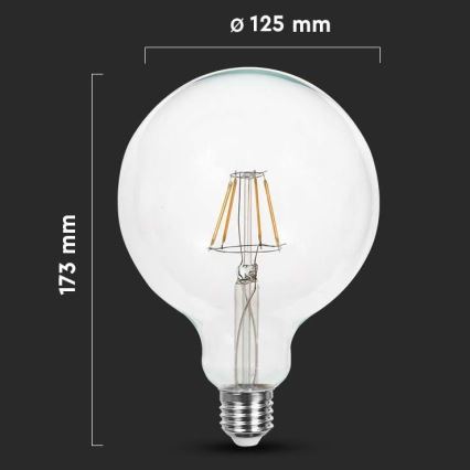 LED Žárovka FILAMENT G125 E27/10W/230V 6400K