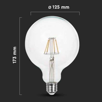 LED Žárovka FILAMENT G125 E27/12W/230V 3000K