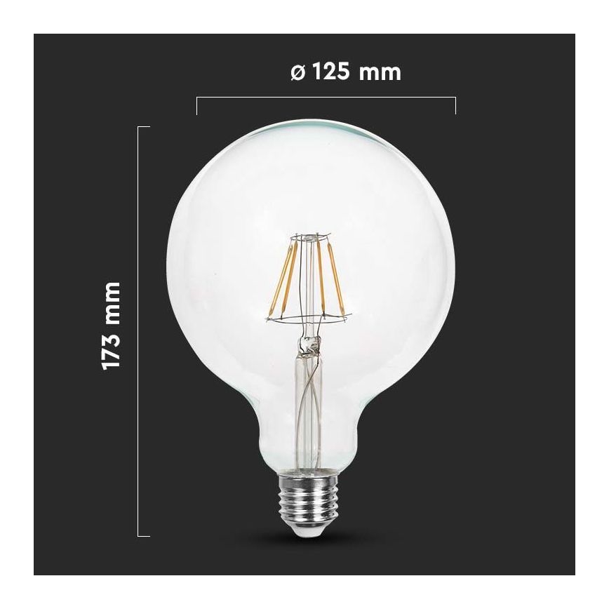 LED Žárovka FILAMENT G125 E27/12W/230V 3000K