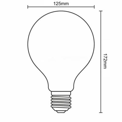 LED Žárovka BÍLÝ FILAMENT G125 E27/13W/230V 3000K