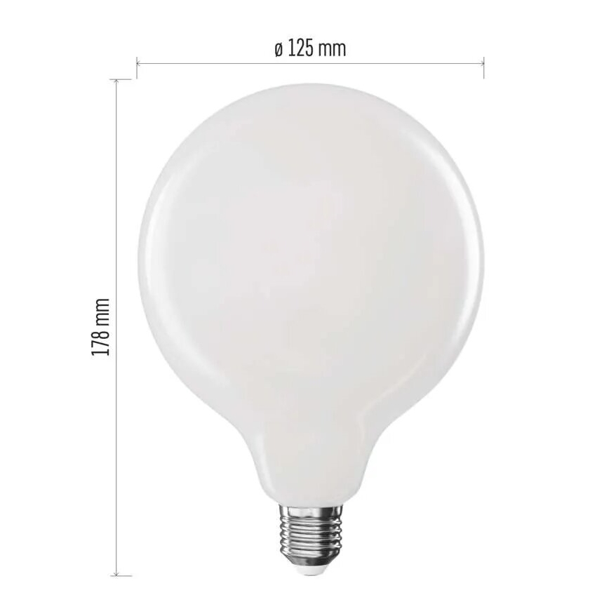 LED Žárovka FILAMENT G125 E27/18W/230V 4000K