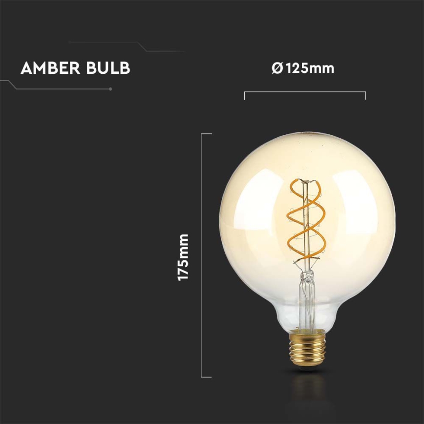 LED Žárovka FILAMENT G125 E27/4,8W/230V 1800K