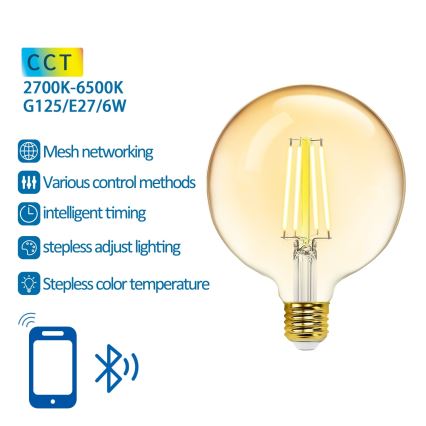 LED Žárovka FILAMENT G125 E27/6W/230V 2700-6500K - Aigostar