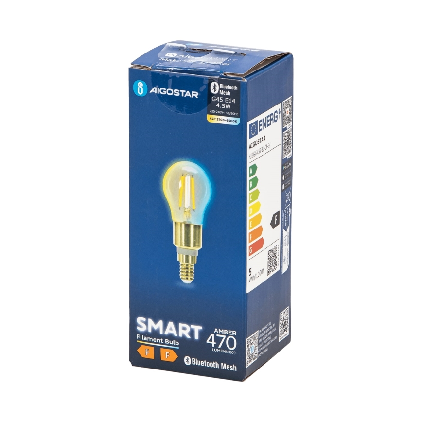 LED Stmívatelná žárovka FILAMENT MESH Smart G45 E14/4,5W/230V 2700-6500K - Aigostar
