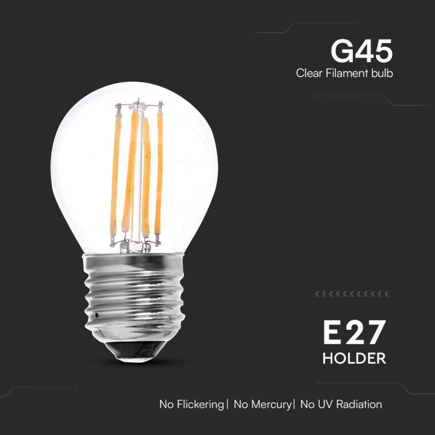 LED Žárovka FILAMENT G45 E27/6W/230V 4000K