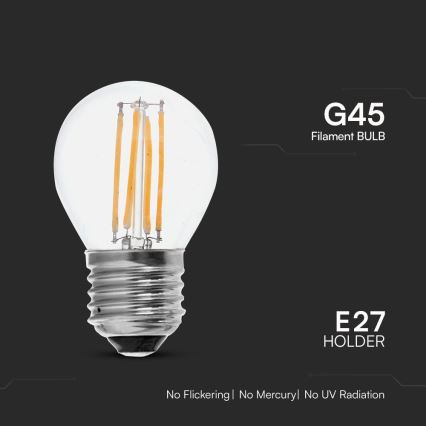 LED Žárovka FILAMENT G45 E27/6W/230V 6500K