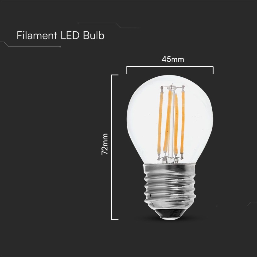 LED Žárovka FILAMENT G45 E27/6W/230V 6500K