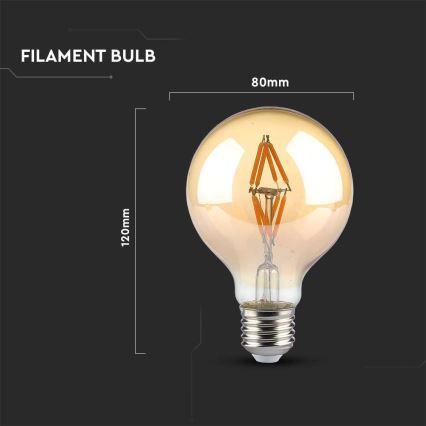 LED Žárovka FILAMENT G80 E27/4W/230V 2200K