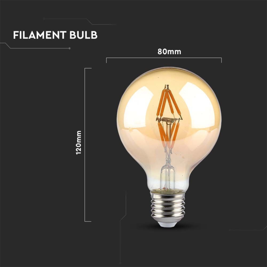 LED Žárovka FILAMENT G80 E27/4W/230V 2200K