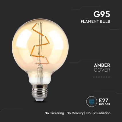 LED Žárovka FILAMENT G95 E27/4W/230V 2200K