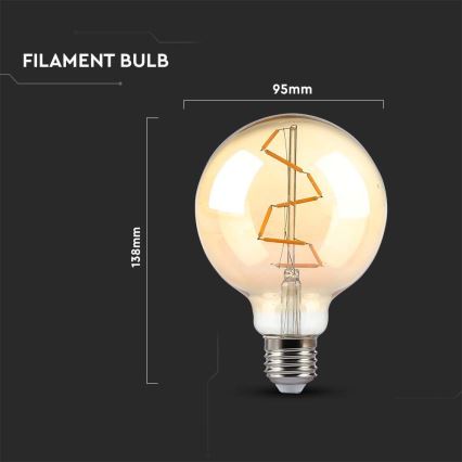 LED Žárovka FILAMENT G95 E27/4W/230V 2200K