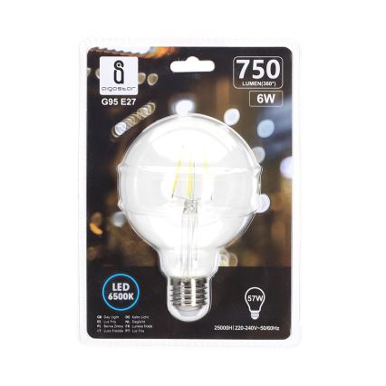 LED Žárovka FILAMENT G95 E27/6W/230V 6500K - Aigostar