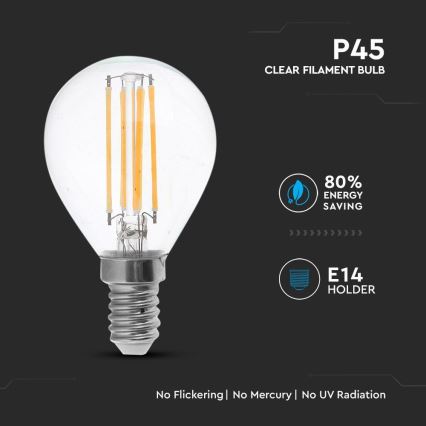 LED Žárovka FILAMENT P45 E14/4W/230V 4000K