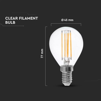 LED Žárovka FILAMENT P45 E14/4W/230V 4000K