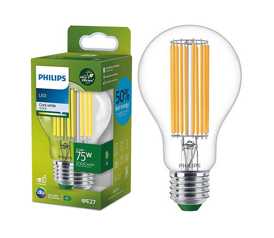 Philips LED Žárovka FILAMENT Philips A70 E27/5,2W/230V 4000K P5907