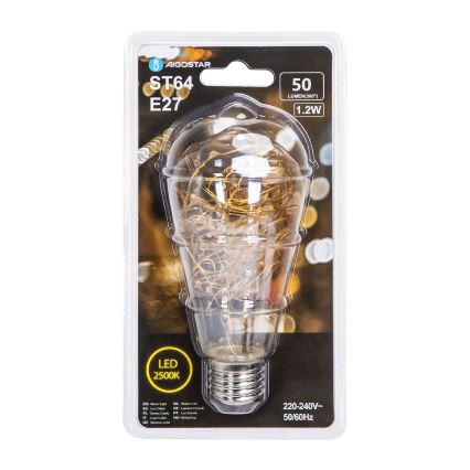 LED Žárovka FILAMENT ST64 E27/1,2W/230V 2500K - Aigostar