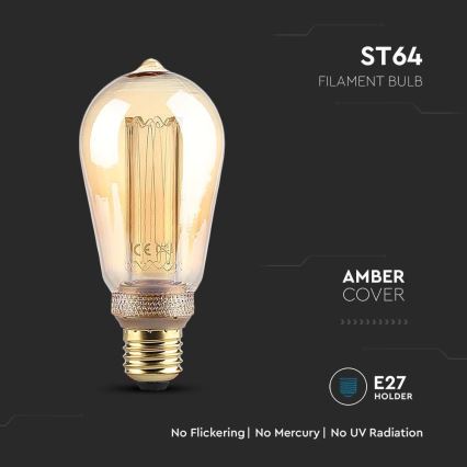 LED Žárovka FILAMENT ST64 E27/4W/230V 1800K Art Edition