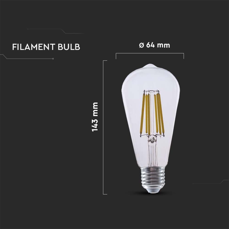 LED Žárovka FILAMENT ST64 E27/4W/230V 3000K Energetická třída A