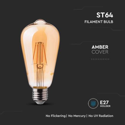 LED Žárovka FILAMENT ST64 E27/6W/230V 2200K