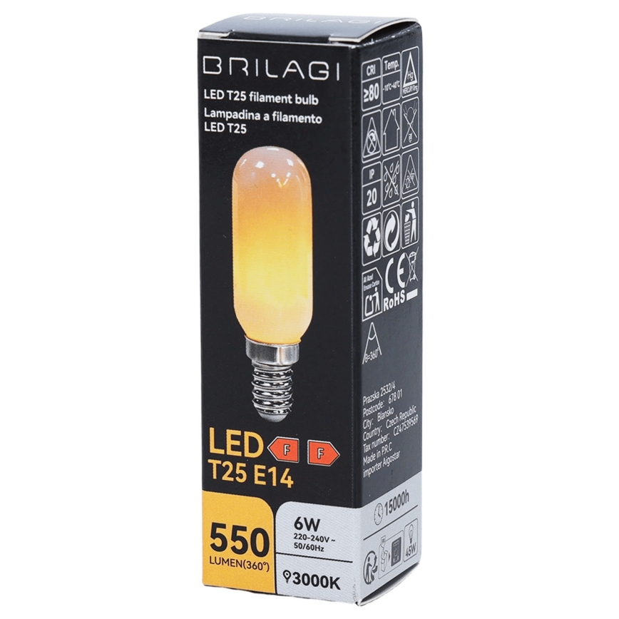 LED Žárovka FILAMENT T25 E14/6W/230V 3000K - BRILAGI