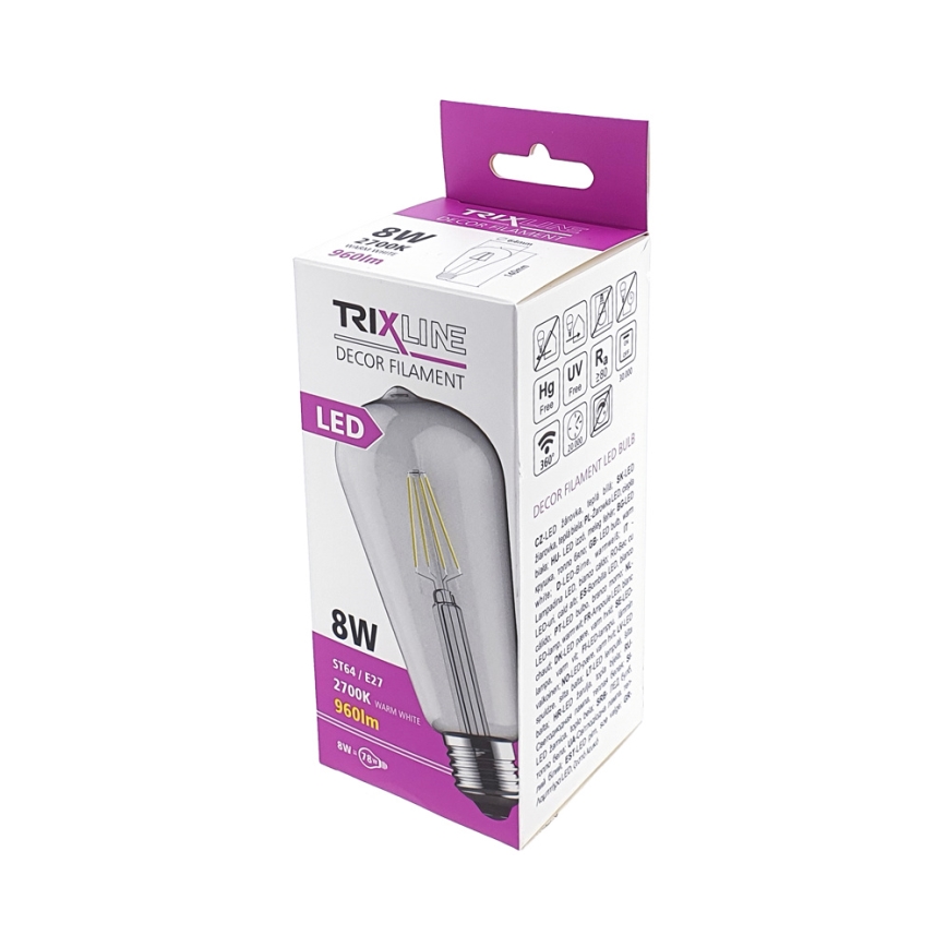 LED Žárovka FILAMENT VINTAGE E27/8W/230V 2700K