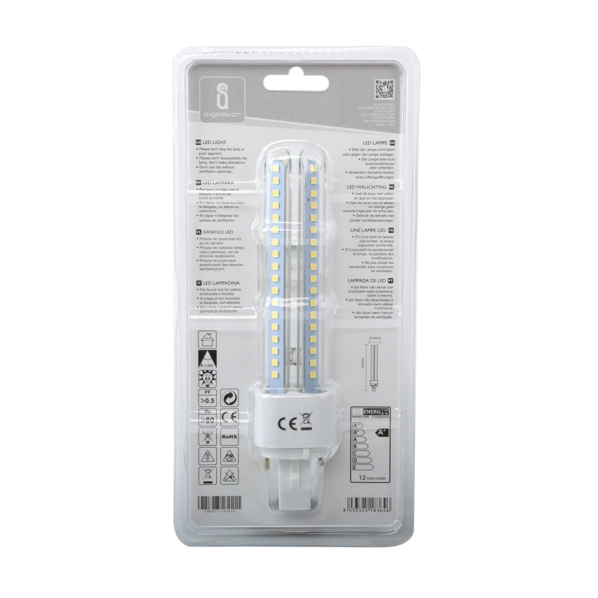 LED Žárovka G24D-3/12W/230V 6500K - Aigostar