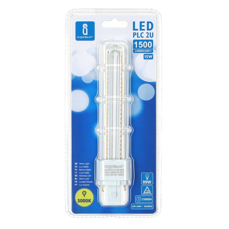 LED Žárovka G24D-3/15W/230V 3000K - Aigostar
