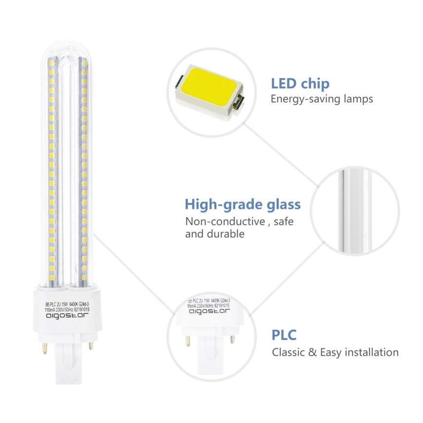 LED Žárovka G24D-3/15W/230V 6500K - Aigostar