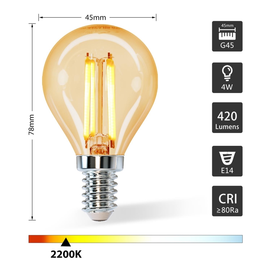 LED Žárovka G45 E14/4W/230V 2200K - Aigostar