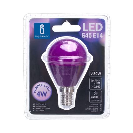 LED Žárovka G45 E14/4W/230V fialová - Aigostar