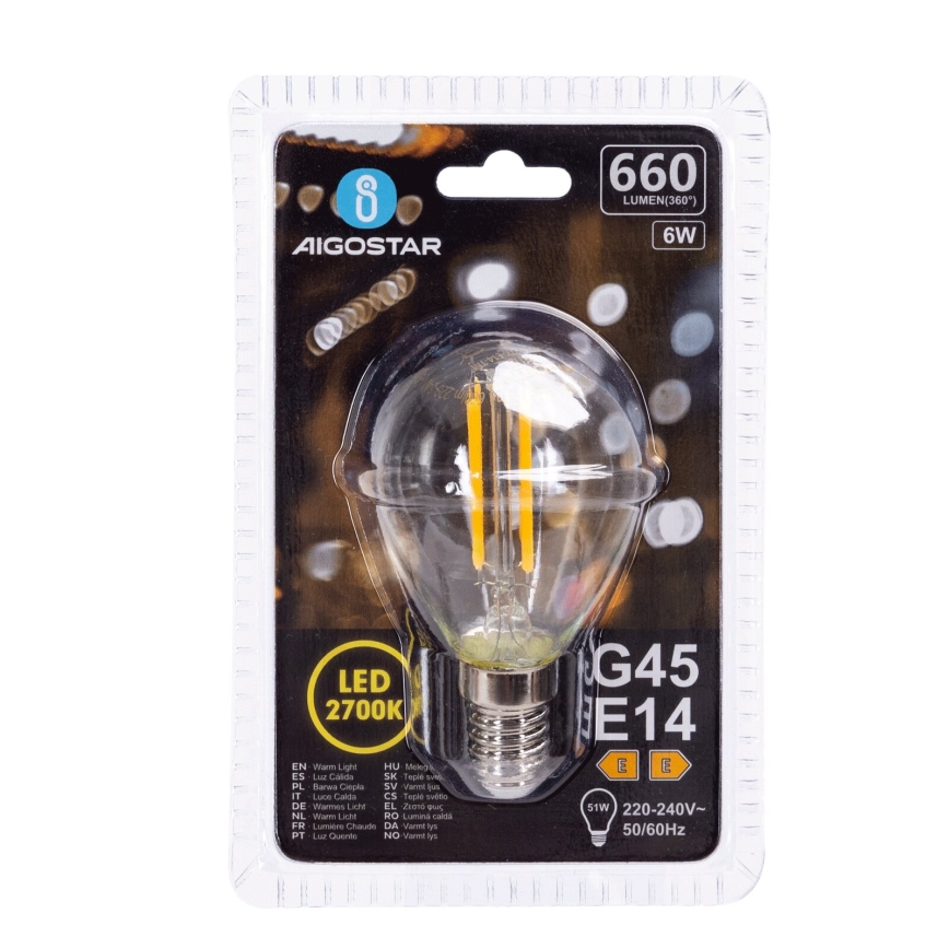 LED Žárovka G45 E14/6W/230V 2700K - Aigostar