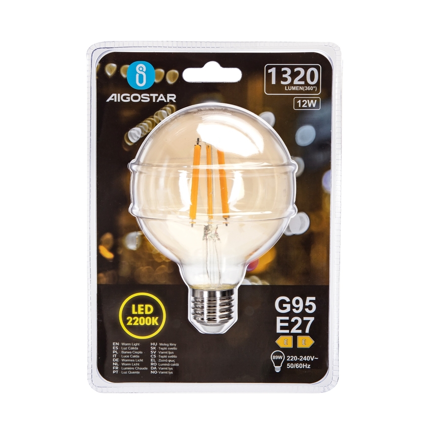 LED Žárovka G95 E27/12W/230V 2200K - Aigostar