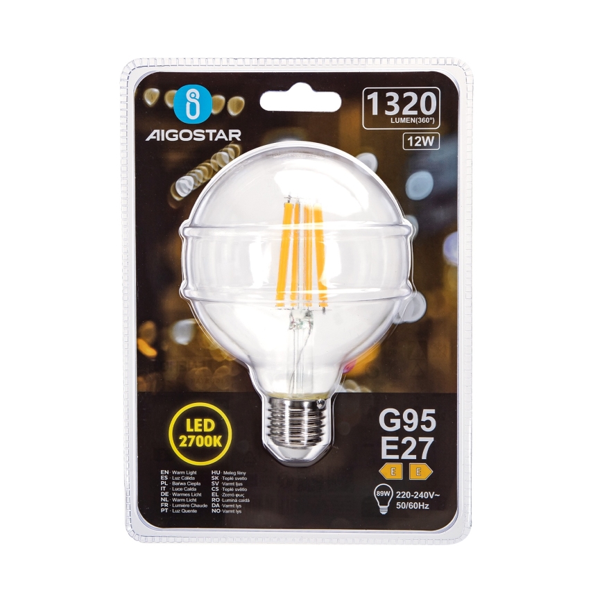 LED Žárovka G95 E27/12W/230V 2700K - Aigostar