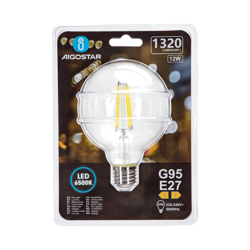 LED Žárovka G95 E27/12W/230V 6500K - Aigostar