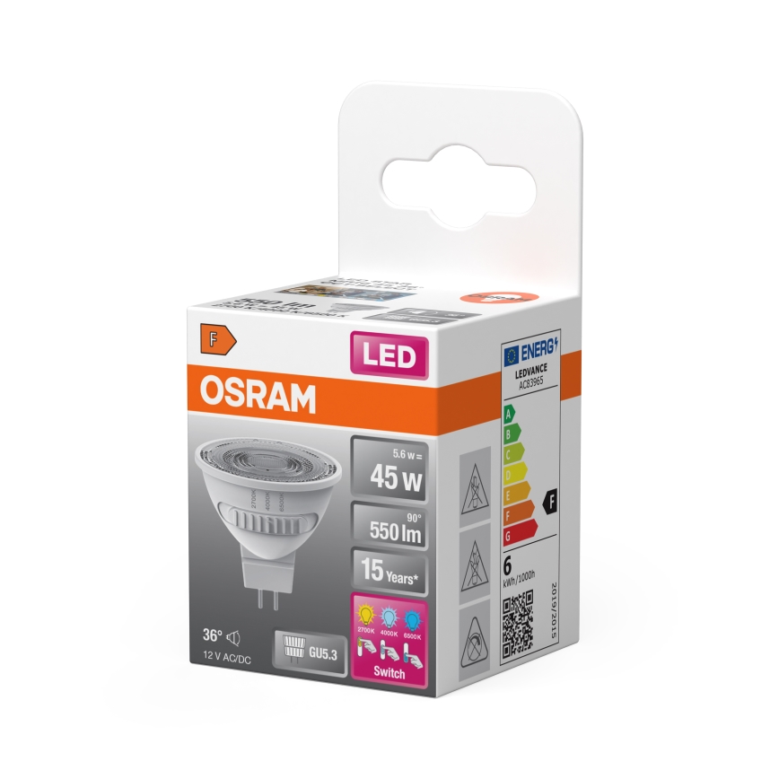 LED Žárovka MR16 GU5,3/5,6W/12V 2700/4000/6500K 36° - Osram