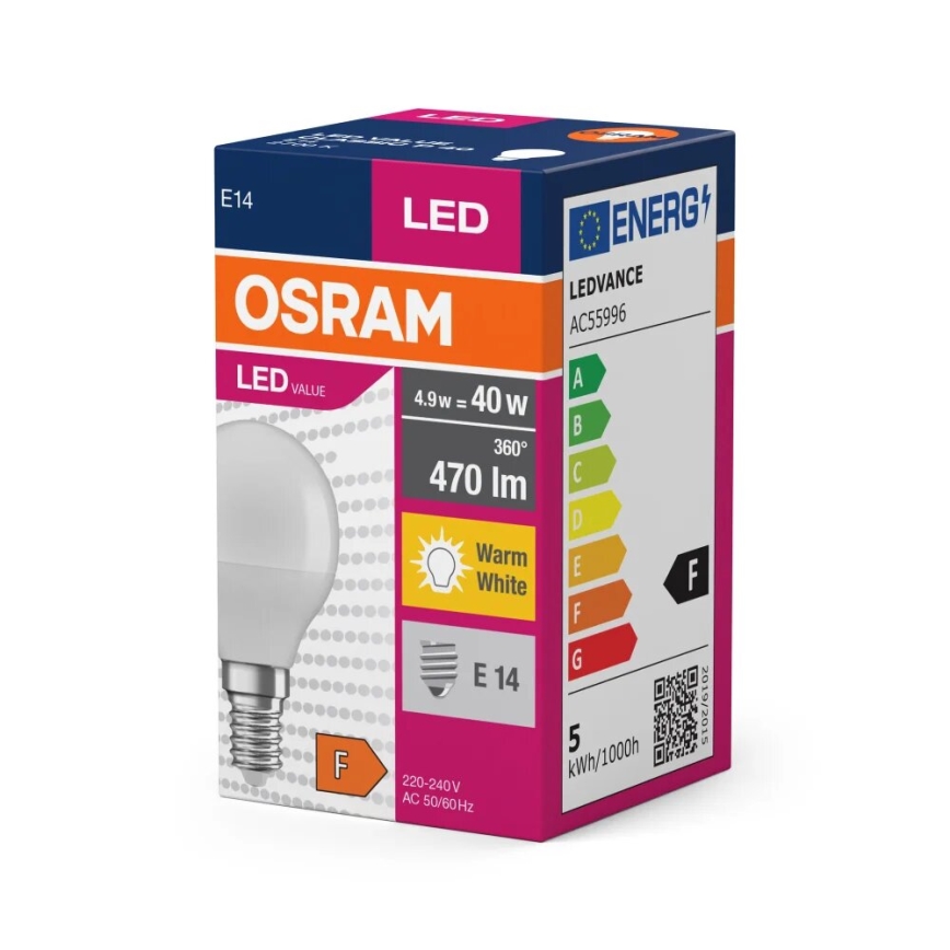 LED Žárovka P40 E14/4,9W/230V 2700K - Osram