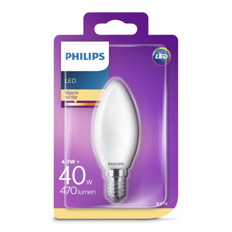 LED Žárovka Philips B35 E14/4,3W/230V 2700K