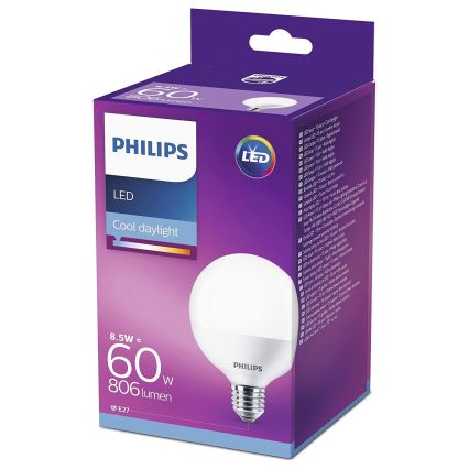 LED Žárovka Philips G95 E27/8,5W/230V 6500K