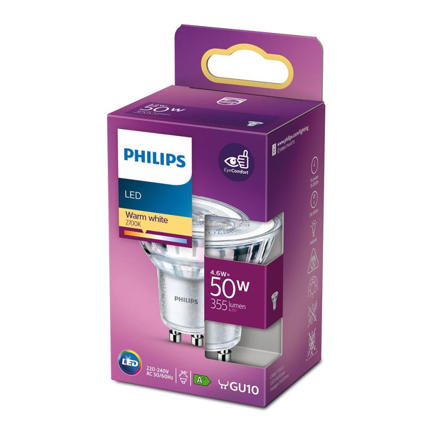 LED Žárovka Philips GU10/4,6W/230V 2700K