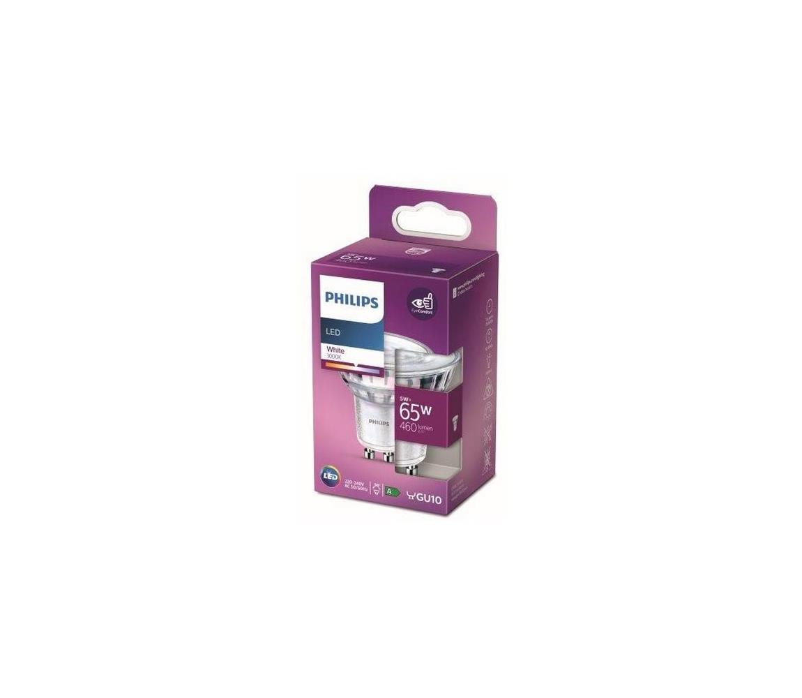 Philips LED žárovka 1x5W GU10 460lm 3000K bílá, bodová, Eyecomfort