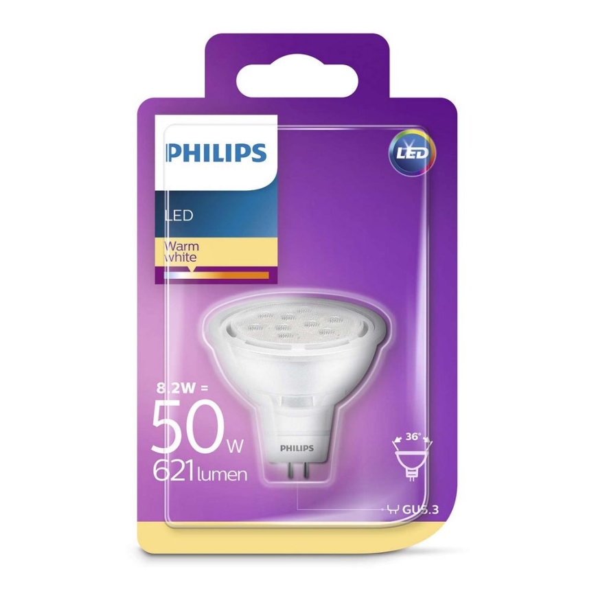 LED Žárovka Philips GU5,3/MR16/8,2W/12V 2700K