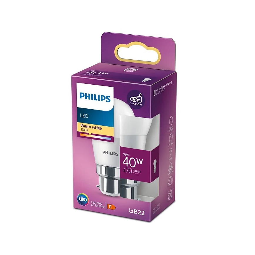 LED Žárovka Philips P45 B22/5W/230V 2700K