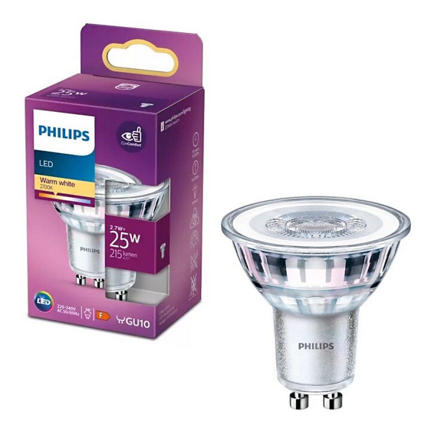 LED Žárovka Philips PAR16 GU10/2,7W/230V 2700K