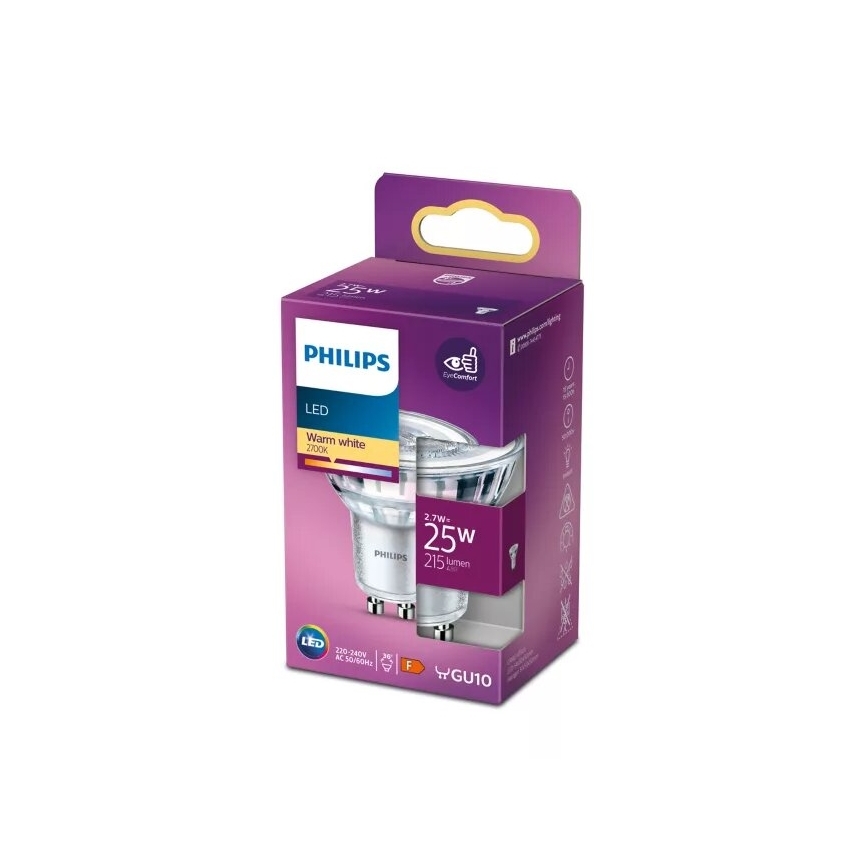LED Žárovka Philips PAR16 GU10/2,7W/230V 2700K